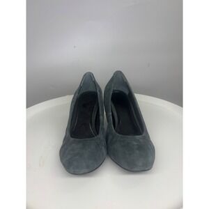 Vionic Camden Wedge Pumps Grey Suede Round Toe Heels Size 7
